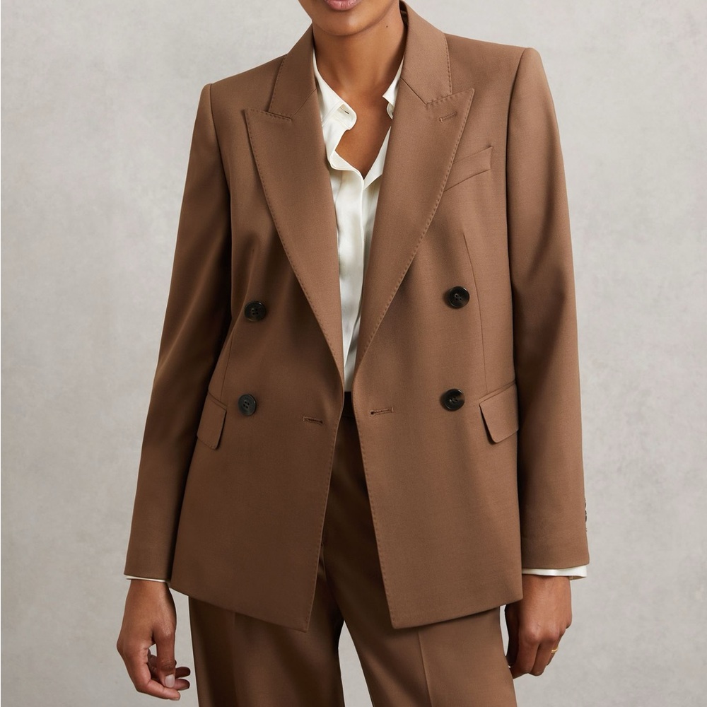 H&M Women's Camel Double-Breasted Blazer